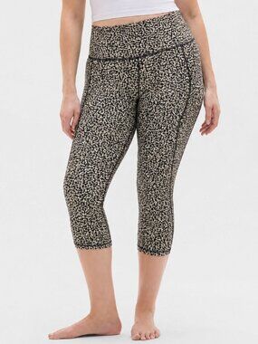 ATHLETA Salutation Stash High Rise 23" Leggings Tan Black Gravel Large Pockets